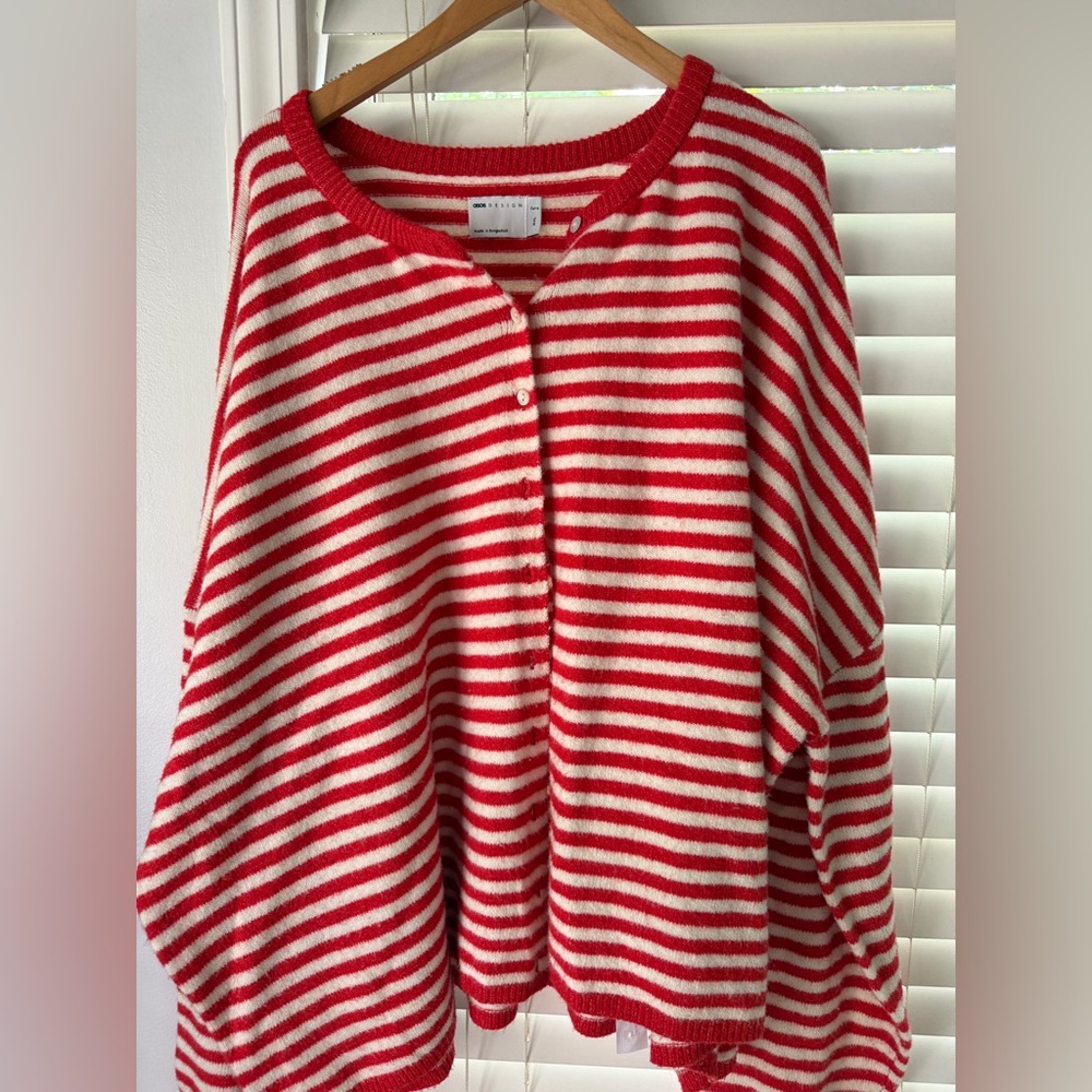 ASOS red and white striped cardigan